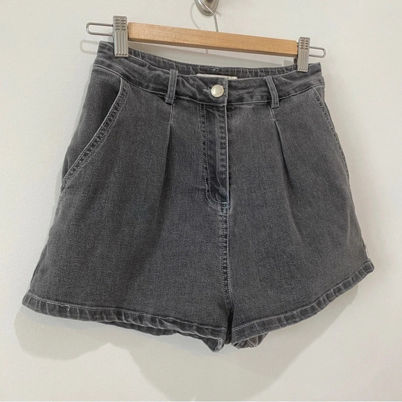 Mebon M High Rise Grey Stone Washed Distressed Shortie Shorts - Picture 16 of 16